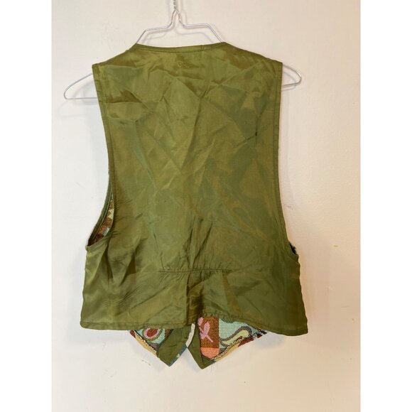 Vintage Backyard Blues Vest Tapestry Floral Paisley Small - Picture 3 of 8